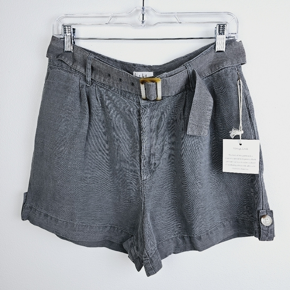 Nicole Miller Gray High Rise Linen Blend Shorts NWT, size 8